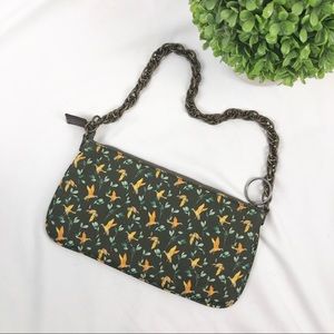 J. Crew silk hand bag purse flying birds ducks